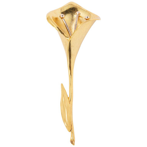 Oscar de la Renta Calla Lily Pin Brooch in Gold