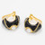 KJL Kenneth Jay Lane Gold Faux Pearl Domed Clip On Earrings, Black Enamel