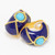 KJL Kenneth Jay Lane Gold Domed Clip On Earrings, Blue and Turquoise Enamel