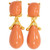 Kenneth Jay Lane Gold Coral Square Top Drop Clip On Earrings, KJL, Contemporary