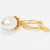Oscar de la Renta Gold Dangle Faux Pearl Earrings, Hinged French Hook