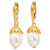 Oscar de la Renta Gold Dangle Faux Pearl Earrings, Hinged French Hook