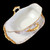 Jean Pouyat Limoges Rose Swags Yellow Pink Scrolls France Gravy Boat with Attached Underplate