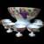 Limoges Punch Bowl with Pedestal Plinth and 8 Handled Cups