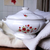  White Ceramic Red Floral Oval Soup Tureen & Lid Japan