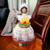 Nora Dominican Republic Faceless Doll Holding Basket of Fruit Wood Base Polymer Clay Figurine