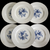 Wedgwood Royal Blue Floral Center Swirled Rim Dinner Plate Set of 6