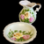 Lefton Heritage Green Pink Roses Green Background Gold Trim 20 Oz Pitcher and Bowl Set