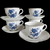 Wedgwood Royal Blue Floral Center Swirled Rim Flat Cup & Saucer Set of 5