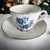 Wedgwood Royal Blue Floral Center Swirled Rim Flat Cup & Saucer Set of 5