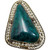Victorian Chrysocolla and Faux Pearl Sterling Silver Brooch Pin