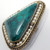 Victorian Chrysocolla and Faux Pearl Sterling Silver Brooch Pin