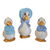 Set of 3 White with Blue Bonnet and Bows Geese Figurines Farmhouse Decor