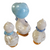 Set of 3 White with Blue Bonnet and Bows Geese Figurines Farmhouse Decor