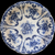 Libertas Prussia Cobalt Flow Blue Berry Rose Flower Scrolls, Scalloped Blue & White Bowl 