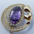 Vintage Natural Amethyst & Pearl Brooch in 14KT Gold