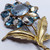 Large Vintage Metallic & Crystal Flower Brooch