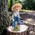 6" Young Farmer Boy Straw Hat Glazed Porcelain Figurine