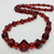 Vintage Art Deco Cherry Amber Colored Bakelite Rope Length 34" Alternating Faceted & Bead Necklace
