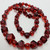 Vintage Art Deco Cherry Amber Colored Bakelite Rope Length 34" Alternating Faceted & Bead Necklace