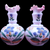 7.5" Pair Victorian Pontil Mark Bristol Hand Painted Botanical Motifs Vase 
