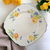 Harker Yellow Roses  Scalloped Platinum Trim Square Dinner Plate