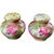 Nippon Hand Painted Green Leaves with Red and Pink Roses Salt & Pepper Shaker Japan