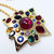 Kenneth Jay Lane KJL Maltese Cross Jeweled Pendant Rope Necklace
