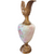 Victorian Mantle Ewer Opaline Milk Glass with Lion Accented Pot Metal Urn Vase