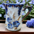 Antique Hand Painted Flow Blue Porcelain Handled Cobalt Gold Creamer