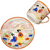 Kutani Antique Japanese Geisha Girl Demitasse Tea Cup and Saucer Orange Set