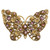 Czechoslovakian Gilt Brass and Purple Crystal Intricate Butterfly Brooch, Pin