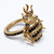 Oscar de la Renta Black Crystal Scarab Cocktail Ring in Gold