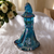 Fenton Art Glass Blue Iridescent Flower Girl with Hand Painted Florals Figurine