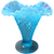 7" Fenton Hobnail Bluer Opalescent Double Crimped Edge Footed Fan Flared Vase