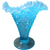 7" Fenton Hobnail Bluer Opalescent Double Crimped Edge Footed Fan Flared Vase