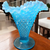 7" Fenton Hobnail Bluer Opalescent Double Crimped Edge Footed Fan Flared Vase