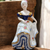 7" Victorian Woman Blue & White Dress Porcelain Figurine Statue