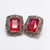 Antique Victorian Ruby-Colored Crystal & Marcasite Clip On Earrings in Sterling Silver