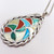 Vintage Zuni Native American Pendant Coral & Turquoise Inlay in Sterling Silver w/ Chain