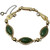 Vintage Sorrento Sterling Goldtone Filigree Link Bracelet with Real Jade Cabochons