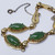 Vintage Sorrento Sterling Goldtone Filigree Link Bracelet with Real Jade Cabochons