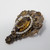 Antique Victorian Ornate Dress Clip in Brass with Seeded Faux Pearls & Prong Set Topaz Rhinestones
