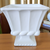 Vintage White Milk Glass Pedestal Vase Fluted Planter with Rope Detail