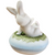 Vintage Ceramic Bunny Rabbit Trinket Box Hand-Painted Easter Keepsake Jewelry Box