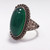 Antique Victorian Green Art Glass Cabochon .800 Silver Cocktail Ring Size 7