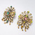 Vintage Michal Negrin Signed Faux Pearl & Watermelon Crystal Clip On Earrings