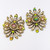 Vintage Michal Negrin Signed Faux Pearl & Watermelon Crystal Clip On Earrings