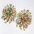 Vintage Michal Negrin Signed Faux Pearl & Watermelon Crystal Clip On Earrings