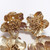 Oscar de la Renta Gold Bold Dangling Flower Drop Clip On Earrings